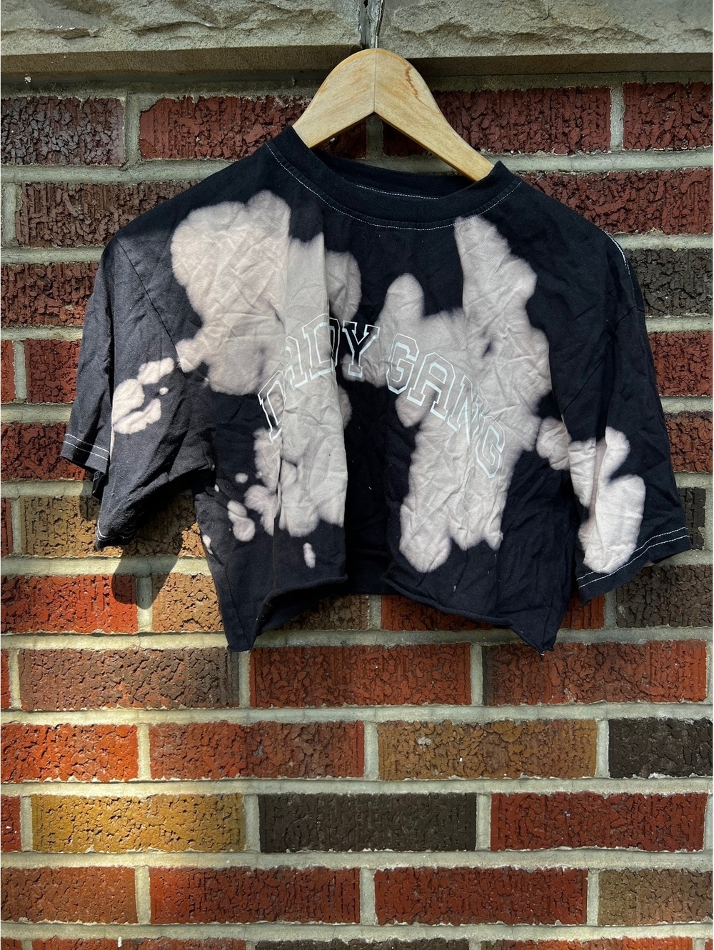 Barstool Sports Black and Cream Tie Dye Short Sleeve Boxy Tee Shirt Crop Top